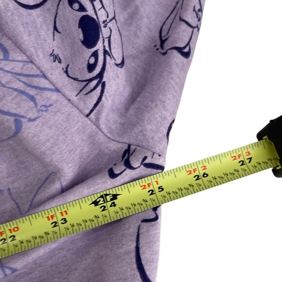 Disney Stitch Purple Fleece Long Sleeve Sleep Shirt Top Crew Printed NWT - Picture 8 of 8